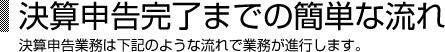 決算申告完了までの簡単な流れ 決算申告業務は下記のような流れで業務が進行します。